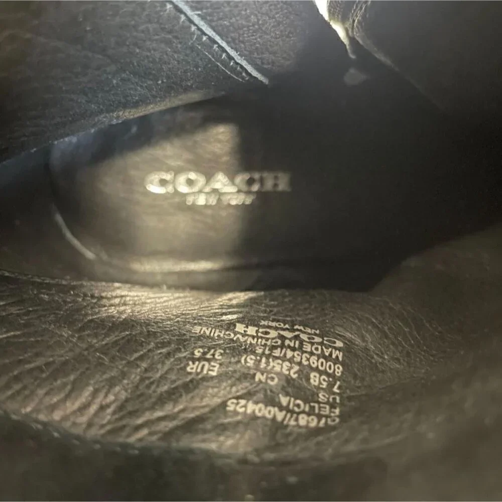 Coach Size 7.5 Boots Block Heel Black Studded